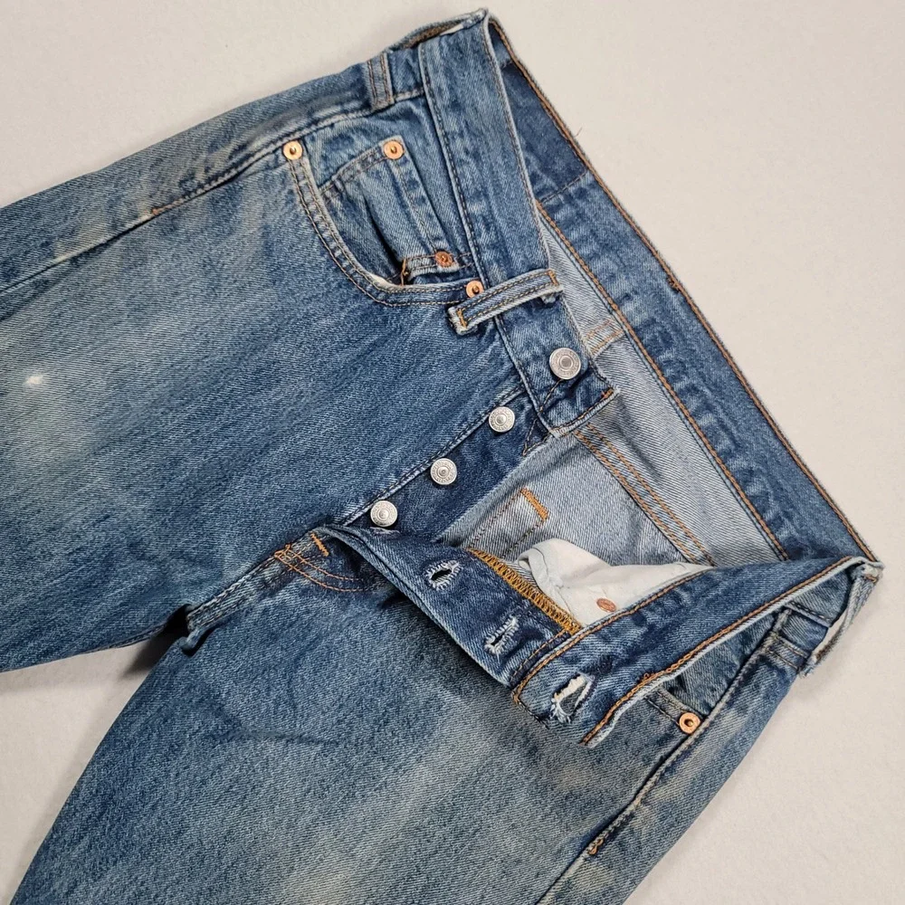 Levi's 501 XX Original Fit Jeans Men 28x30 Blue Solid Straight Leg Cotton Casual